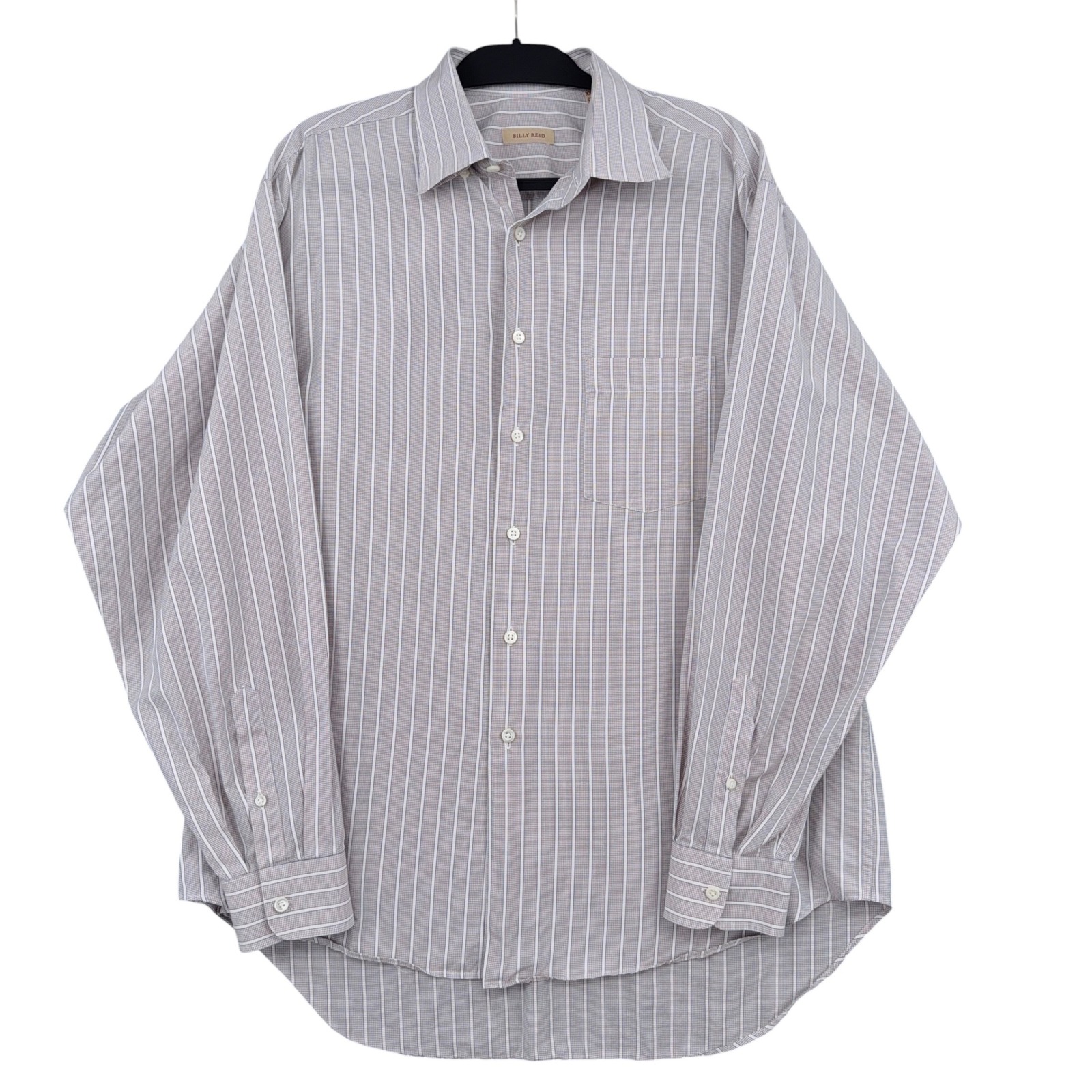 Billy Reid Button Down Shirt Men Xxl 100% Cotton Striped Tan White Made In Italy